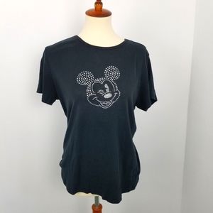 90s Rhinestone Mickey Mouse  Disney Black T-shirt